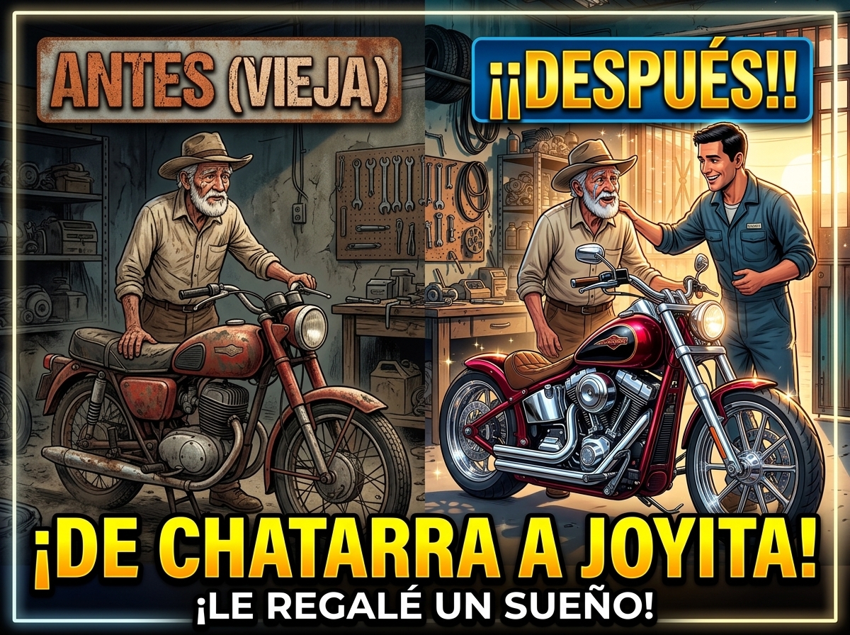 Un mecánico transforma la motocicleta de un hombre pobre en una completamente nueva.